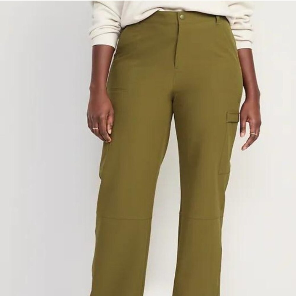Satin Moss OLD NAVY High-Waisted Water-Repellent Straight Cargo Outdoor Pant